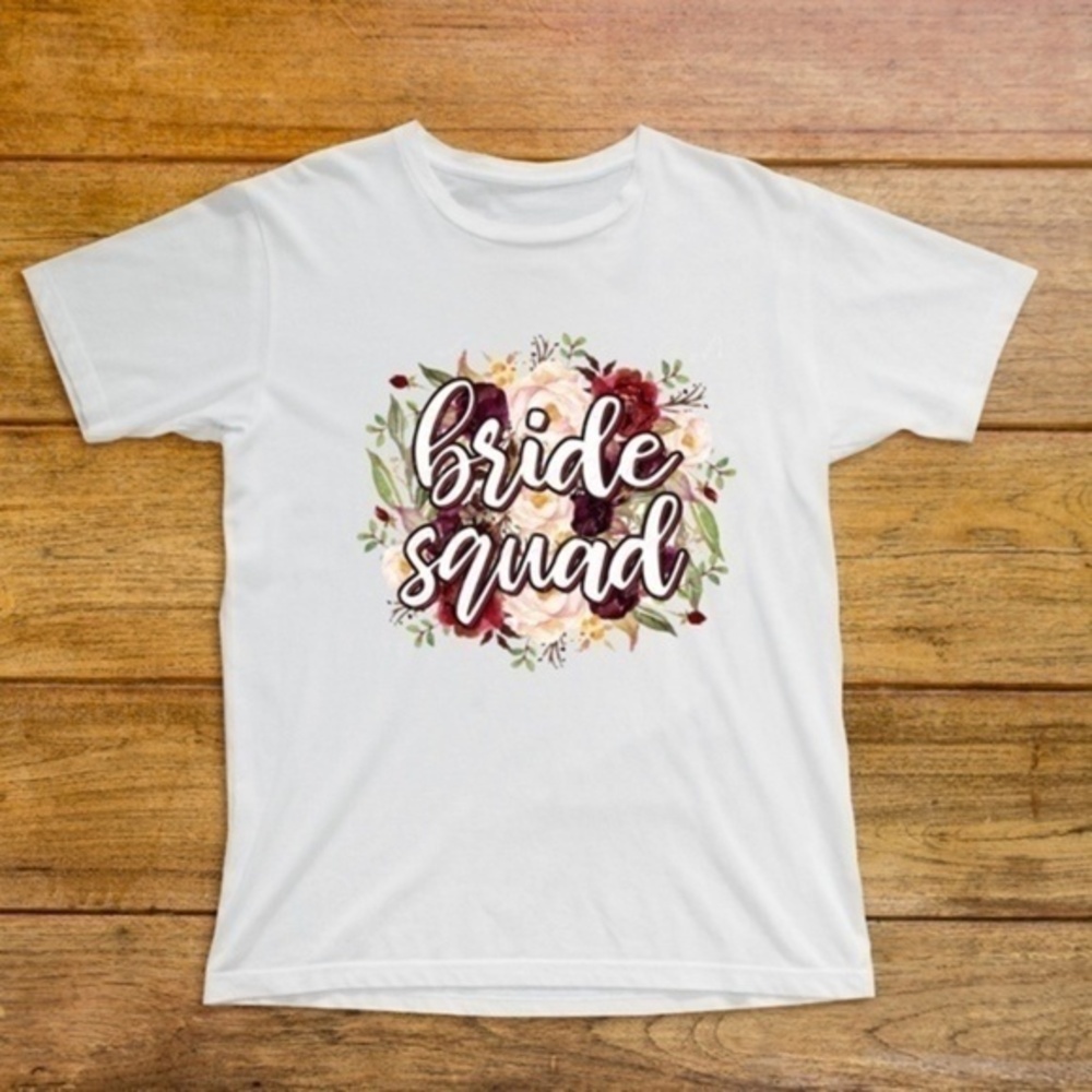 Bride Squad Bridal Party Floral Graphic T Shirt